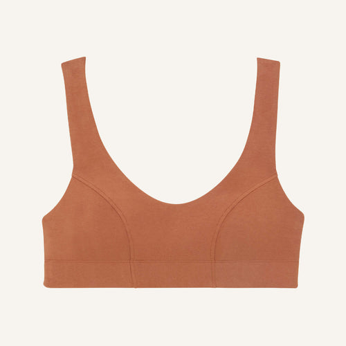 A scoop bralette in spice brown color.