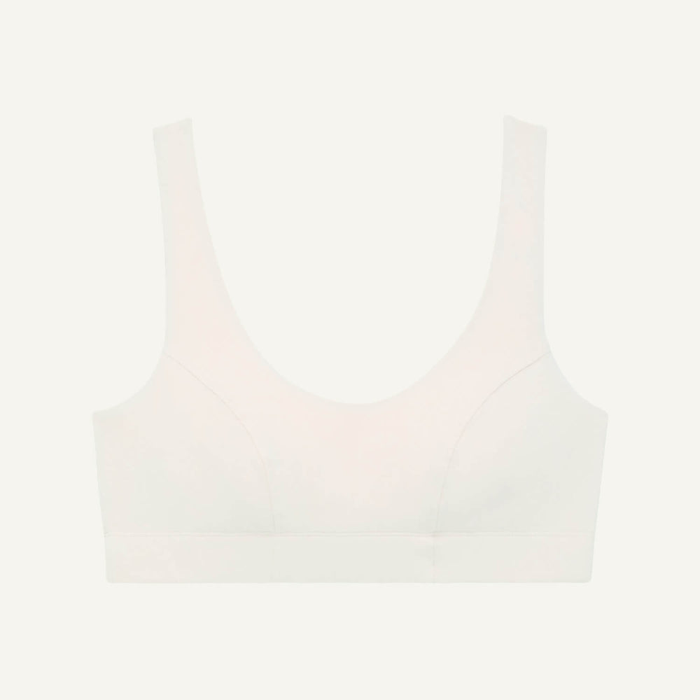 A scoop bralette in cloud nine white color.