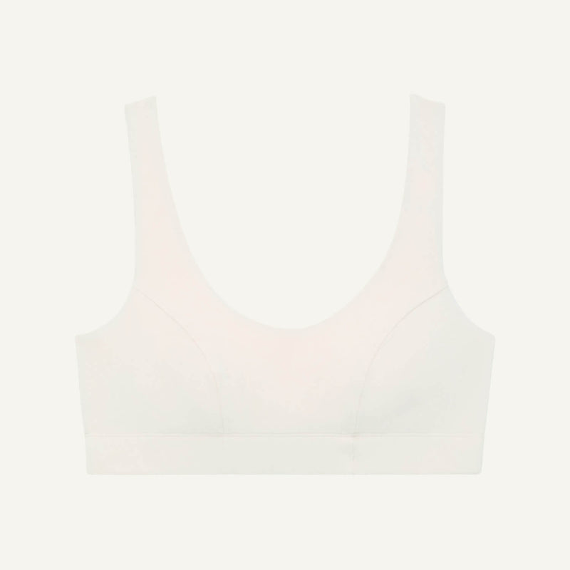 A scoop bralette in cloud nine white color.