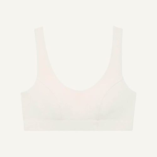 A scoop bralette in cloud nine white color.