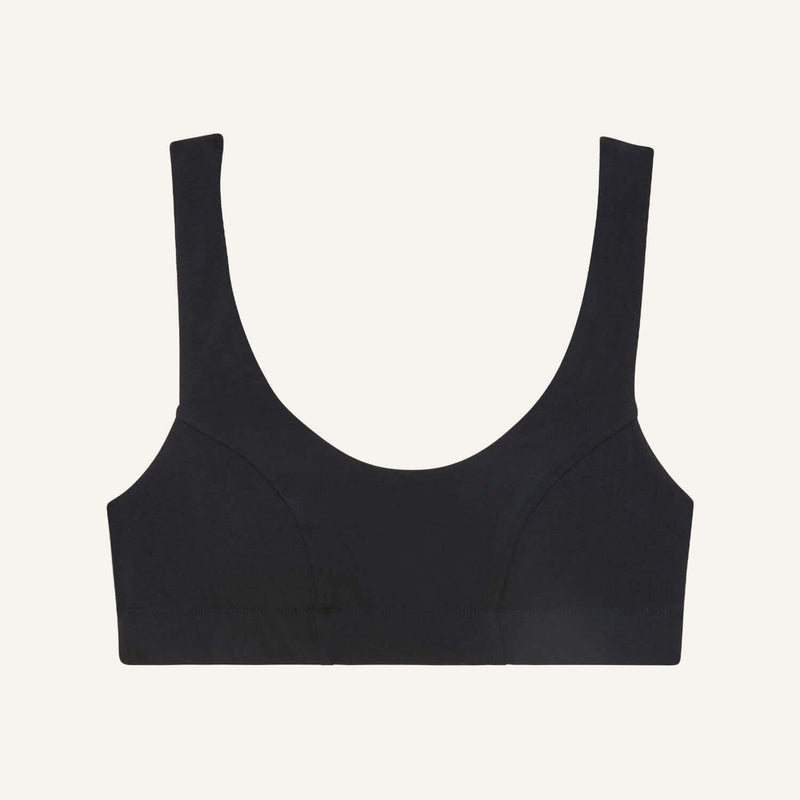 A scoop bralette in carbon black color.