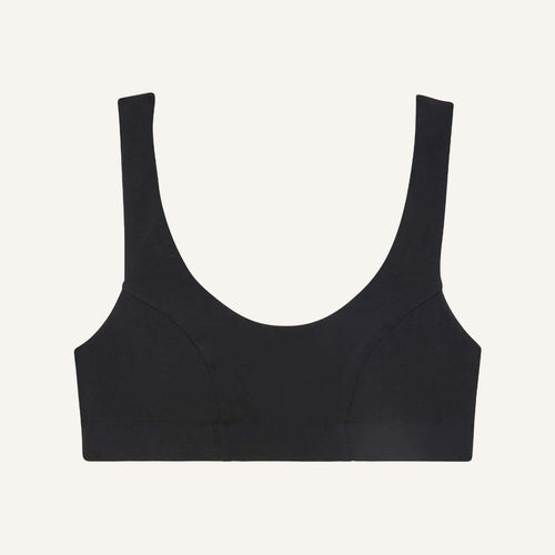 A scoop bralette in carbon black color.