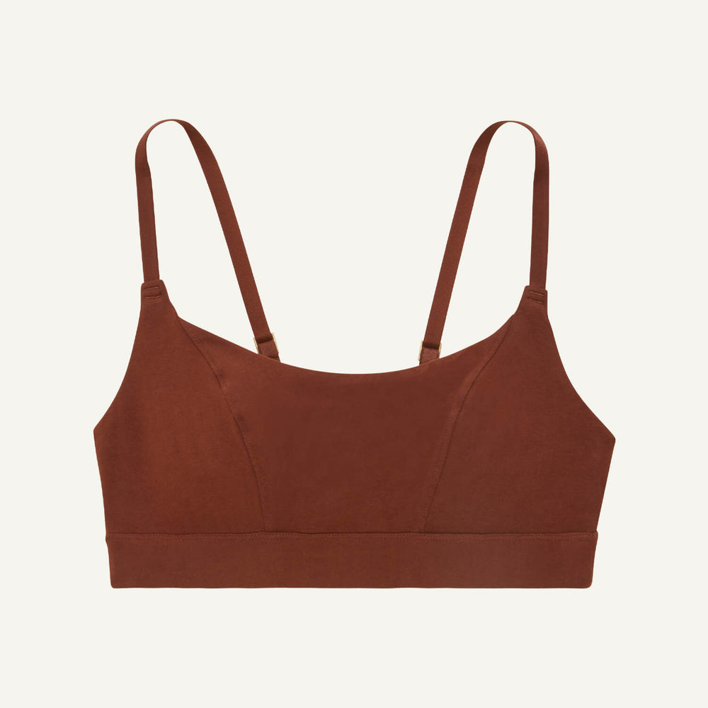 A tank bralette in cacao brown color.
