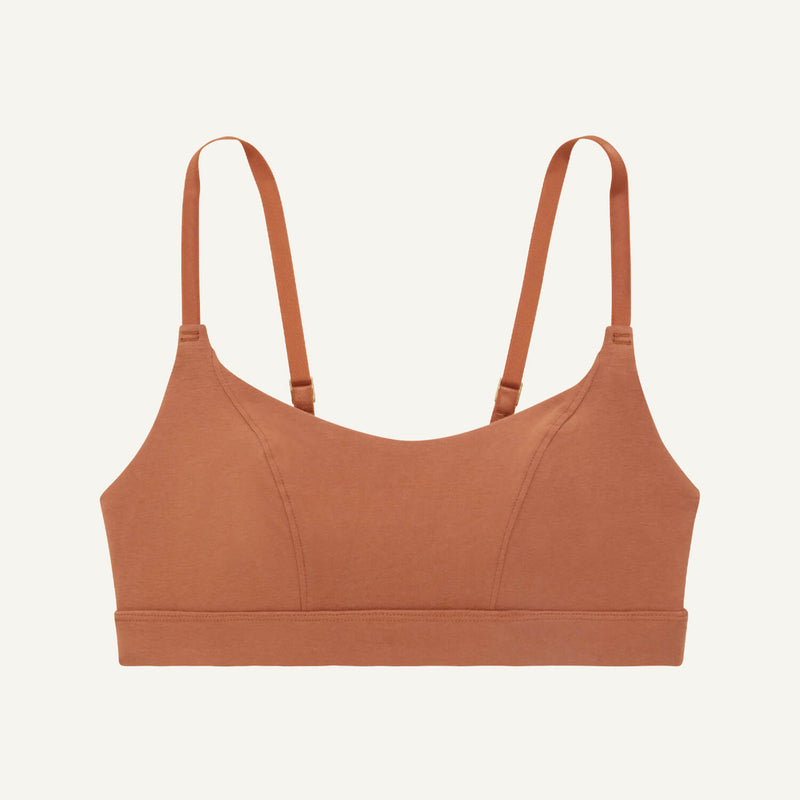 A tank bralette in spice brown color.