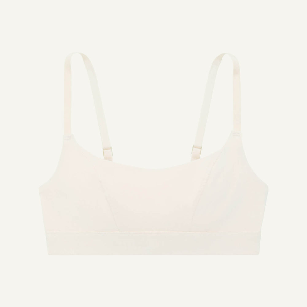 A tank bralette in cloud nine white color.