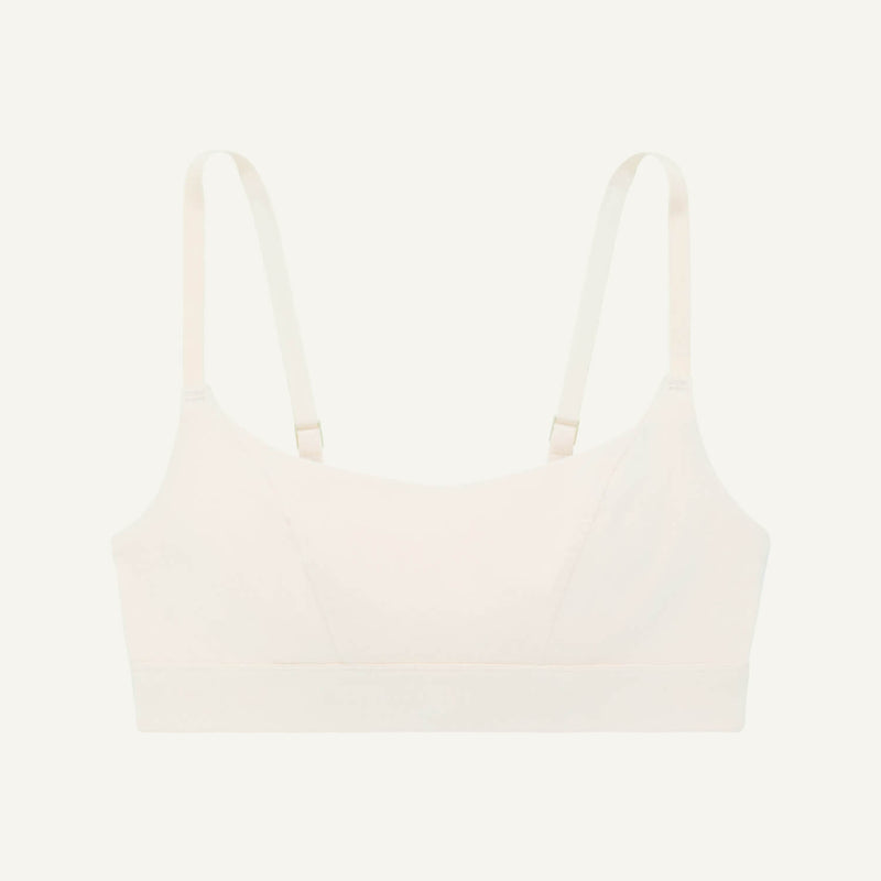 A tank bralette in cloud nine white color.