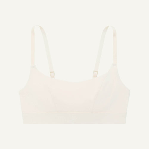 A tank bralette in cloud nine white color.