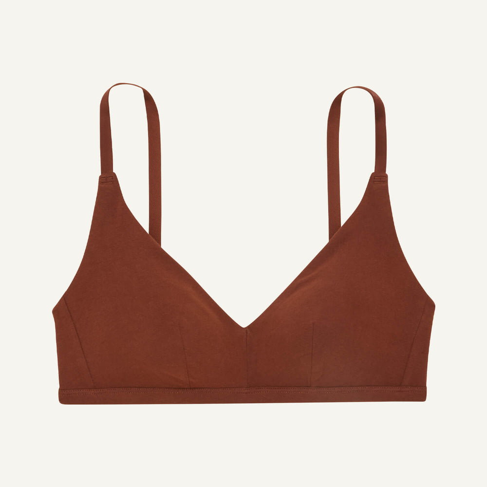 A triangle bra in cacao brown color.