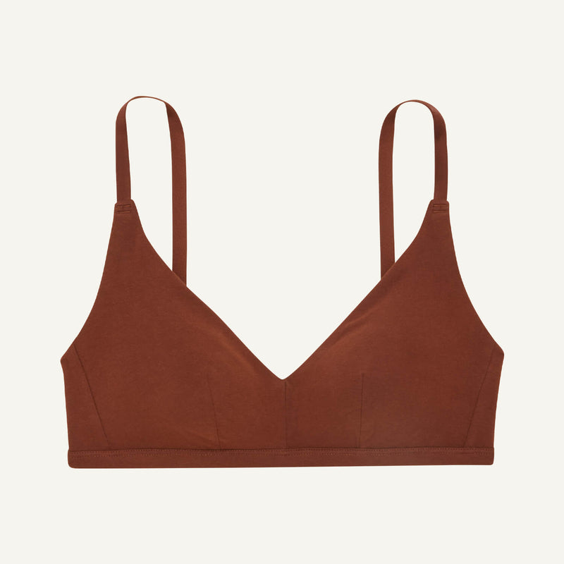 A triangle bra in cacao brown color.