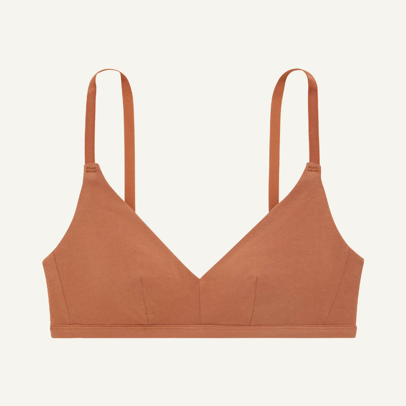 A triangle bra in spice brown color.