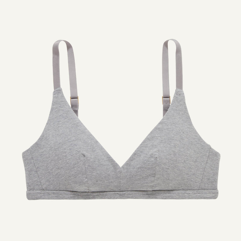 A triangle bra in lunar gray color.